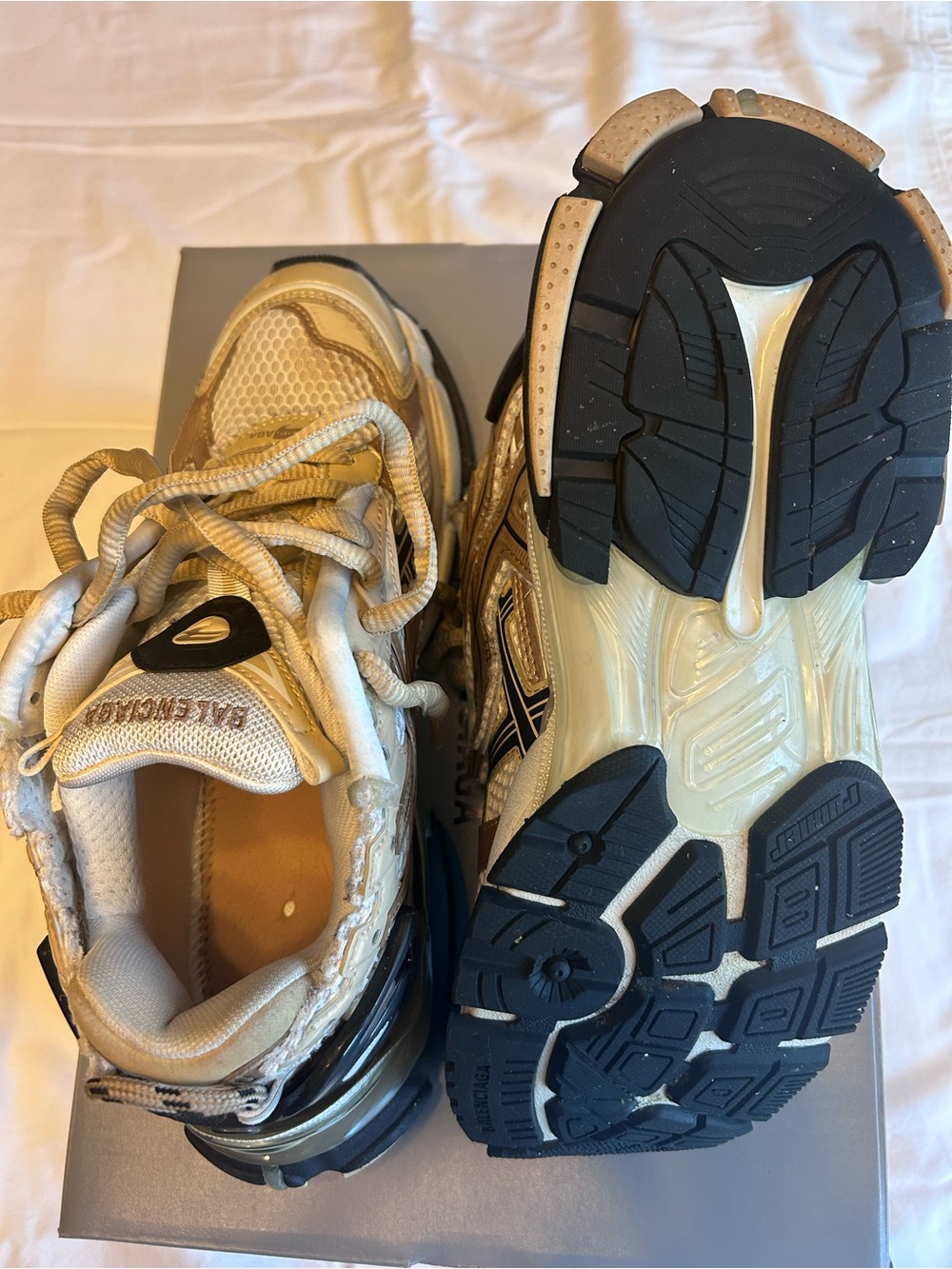 Balenciaga Men's Chunky Trainer Sneakers - Beige & Black